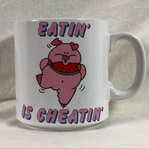 Vintage Russ “Eatin’ Is Cheatin’” Pig mug